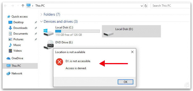 disk drive D is not accessible