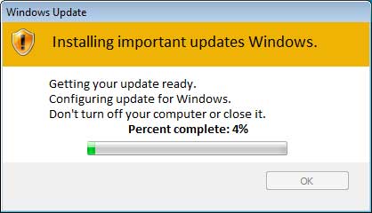 Schermata fittizia di aggiornamento di Windows