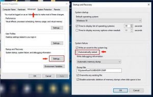 Your PC ran into a problem and needs to restart fix- Startup & Recovery Settings