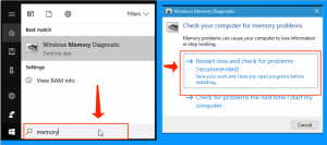 Refer to the Windows Memory Diagnostic tool
