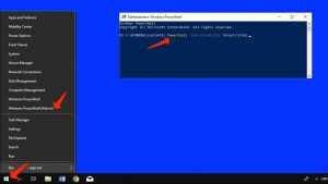 Apply the Powershell commands