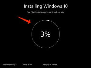 install windows10 - progress installation