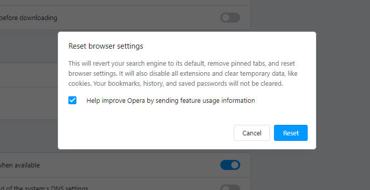 Opera Reset - Step 2