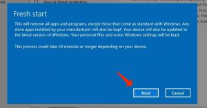 reinstall windows10- fresh warning