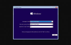 Windows neu installieren - Startbildschirm