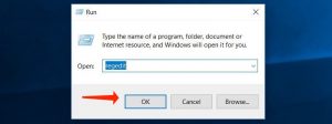 Window’s Run feature regedit