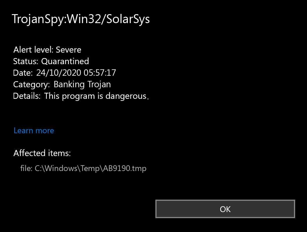 TrojanSpy:Win32/SolarSys found