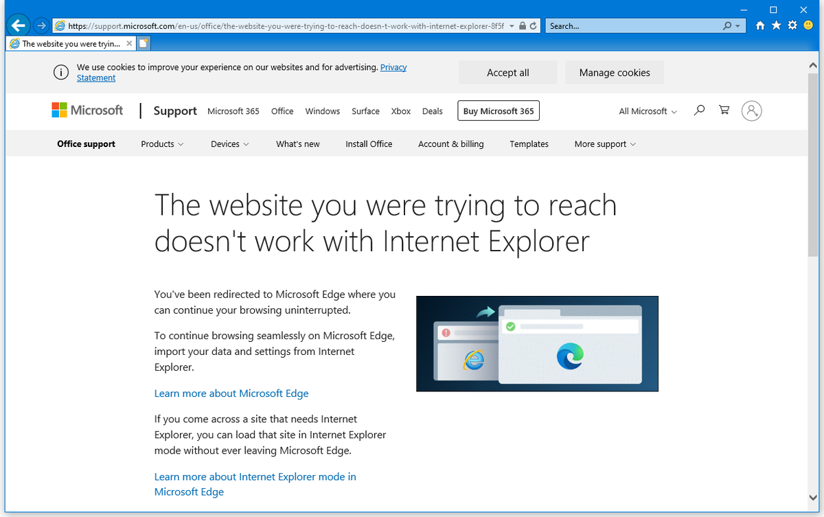 internet explorer is opening edge