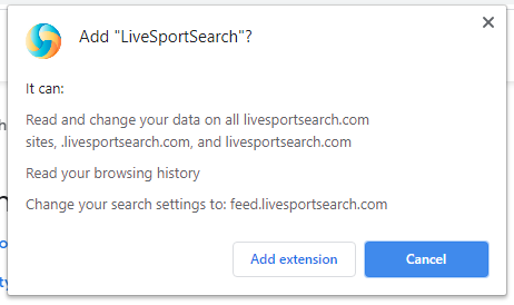 LiveSportsStream installation popup