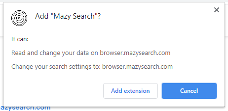 Mazy Search installation popup