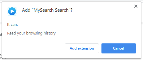MySearch Search installation popup