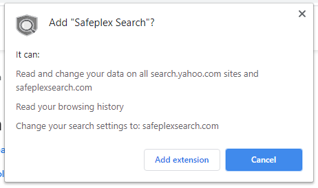 Safeplex Search installation popup
