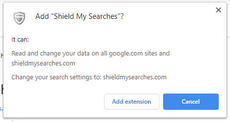 Shield My Searches installation popup