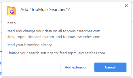 TopMusicSearches installation popup