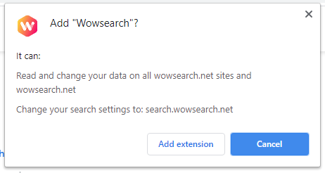 Wowsearch installation popup