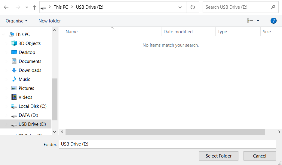 Choosing the destination folder of recovery Nnll files