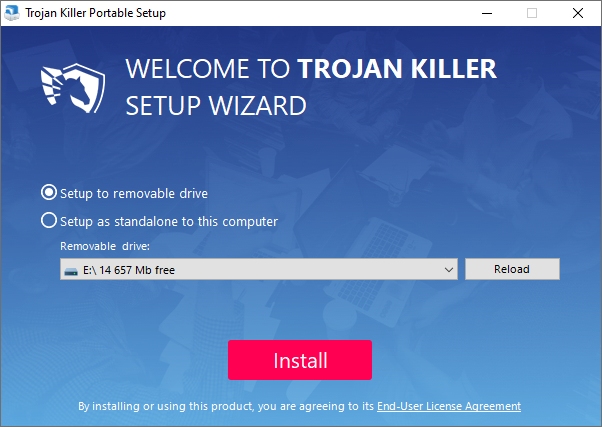 Tela de instalação do Trojan Killer