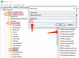 Boost Windows 10 - modify MouseHoverTime