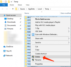 Boost Windows 10 - remove local temp-files windows