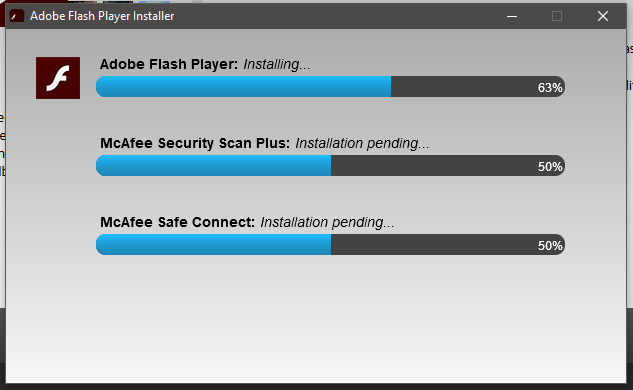 McAfee installing together with Adobe Flash Player