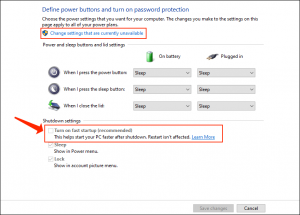 Schnellstart deaktivieren Windows 10 - Einstellungen ändern, die derzeit nicht verfügbar sind