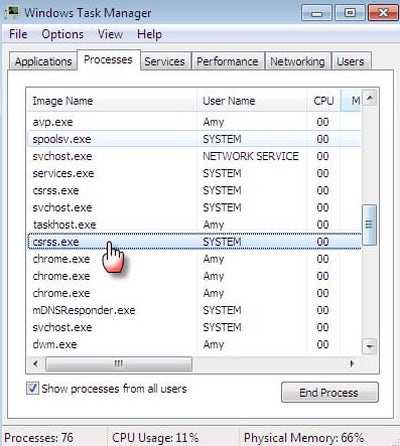CSRSS process in the Task Manager
