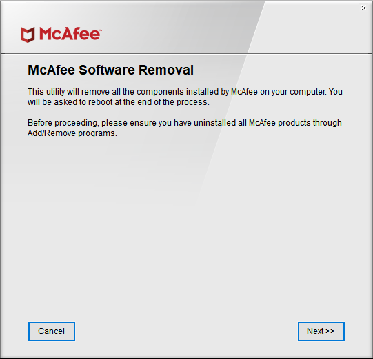 McAfee Software Removal installation
