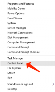 windows key + x open control panel