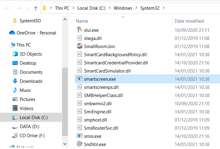 File location of SmartScreen process