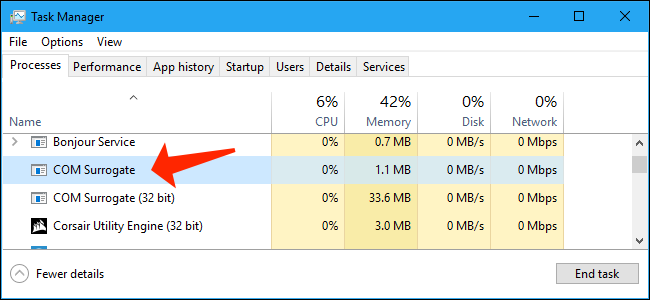COM Surrogate process in Task Manager