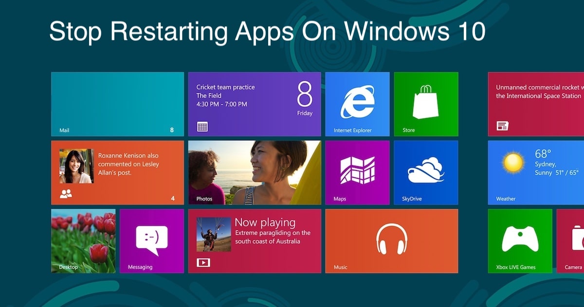 Verhindern Sie, dass Windows 10 Apps nach dem Aus- oder Einschalten Ihres PCs neu startet