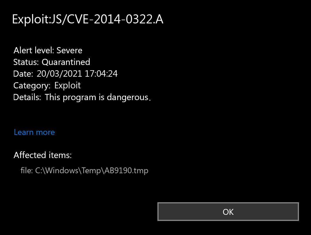 Exploit:JS/CVE-2014-0322.A found