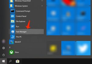 Windows Task-Manager-Menü