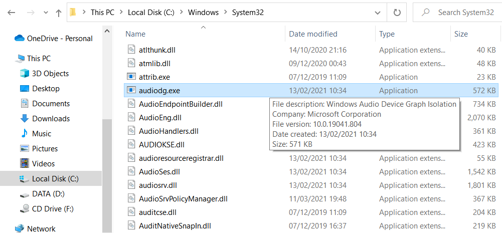 Windows Audio Device Graph Isolation file location