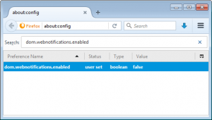 notifications - mozilla firefox about:config