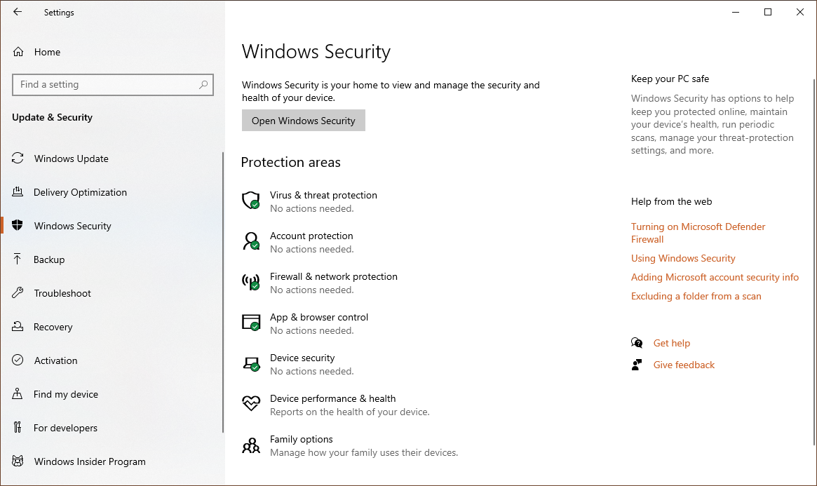 Windows Security Windows 10