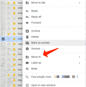 Gmailメニューがスパムに移動