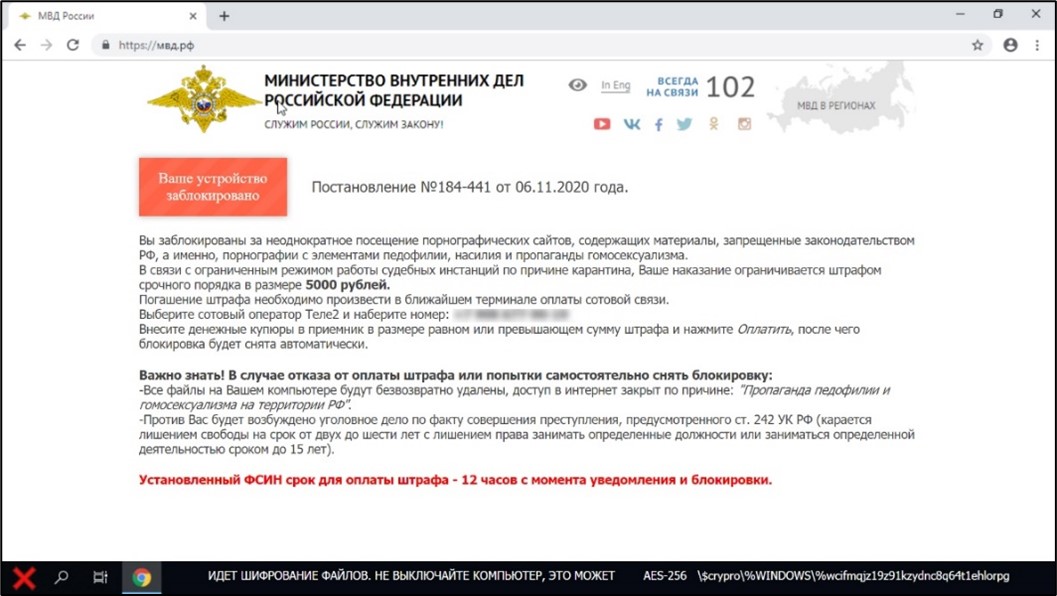Fake Ministry of Internal Affairs website