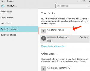 Windows 10 - Configuración Agregar un miembro de la familia
