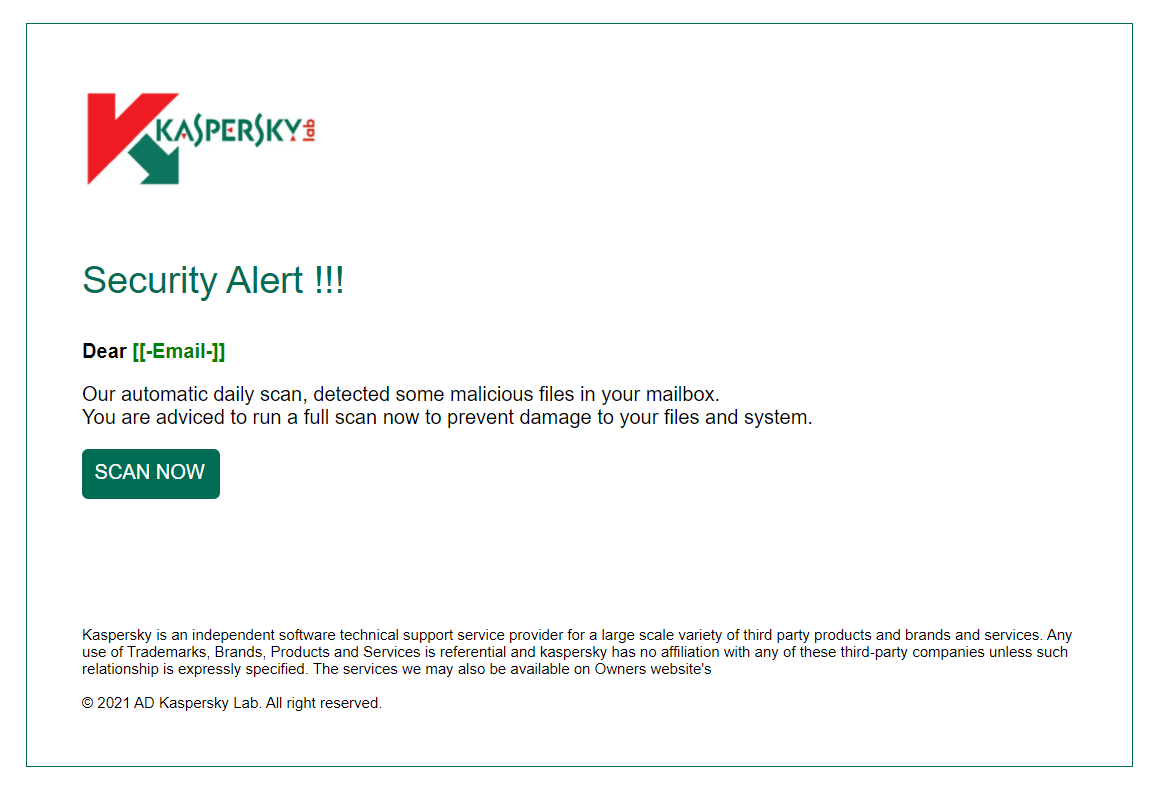 Fake Kaspersky website
