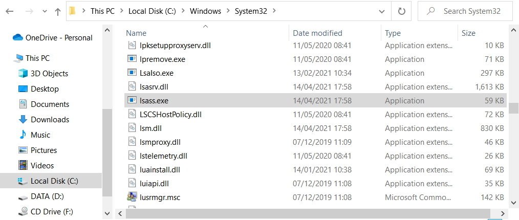isass.exe lsass.exe file location