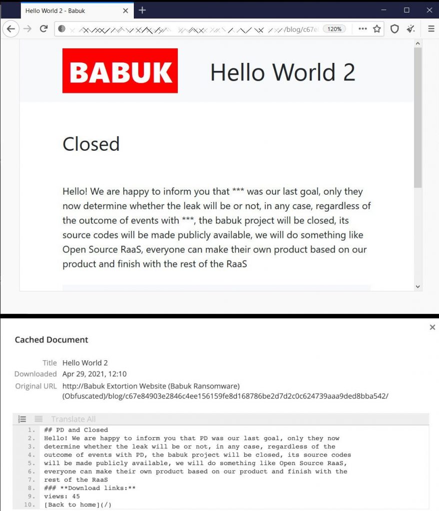 Babuk Ransomware Stops Working