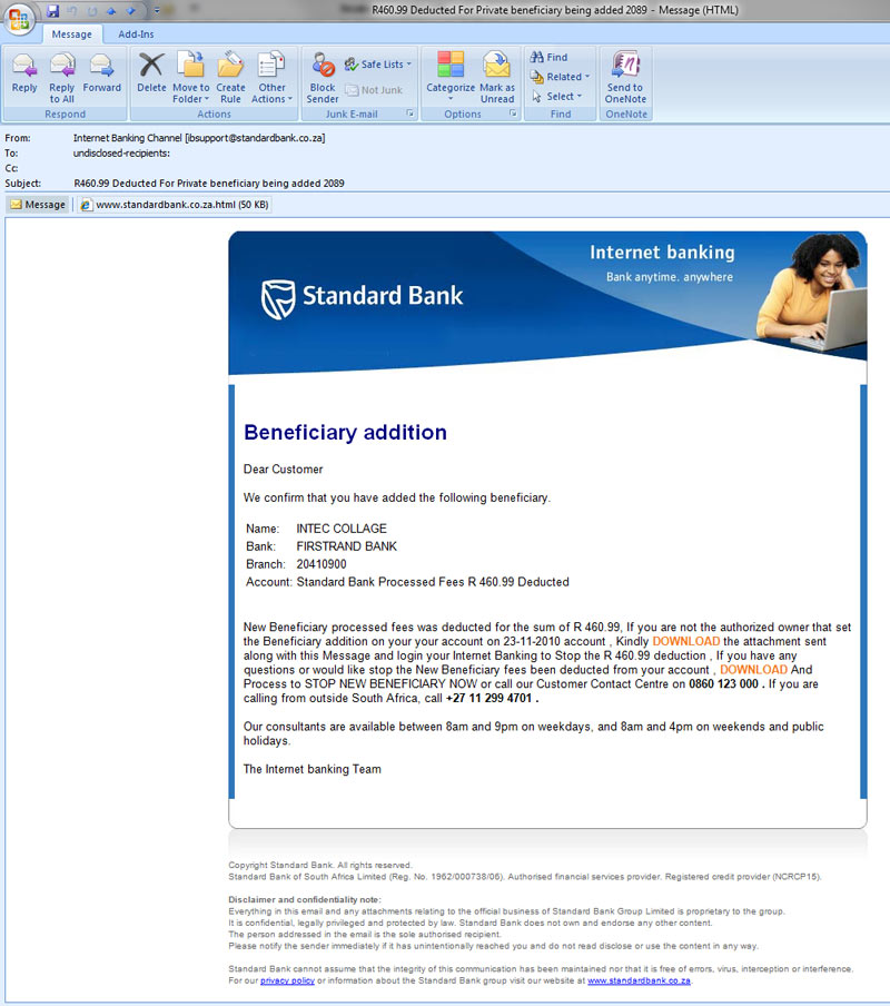 Standard Bank Financial Consultancy scam
