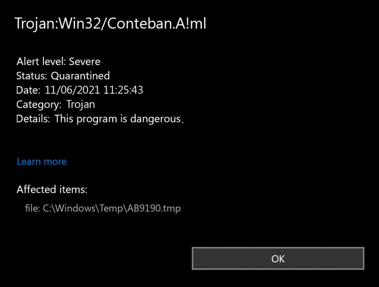 Trojan win32 conteban a ml как удалить windows 10