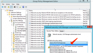 disable NTLM authentication security lan manager authentication level