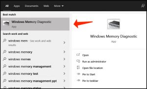 diagnóstico de memoria de Windows