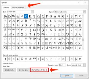 Windows 10 acceder rápidamente a símbolos especiales