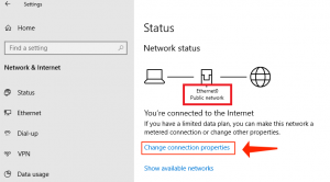 Windows 10 - cambiar las propiedades de conexión