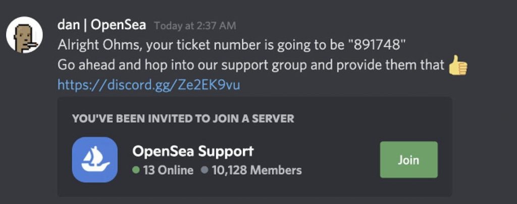 Fake OpenSea support