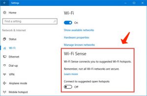 windows 10 Manage Wi-Fi settings